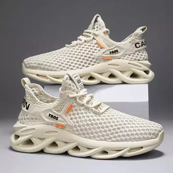 Summer thin hollow mesh men s shoes one pedal men s and women s same couple trendy shoes versatile flat-bottomed student running shoes 35