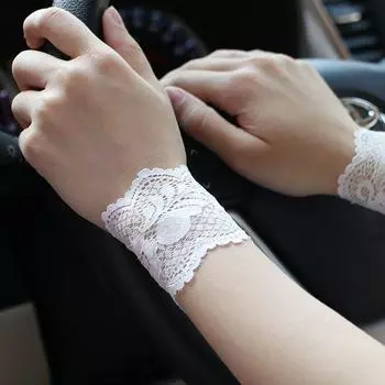 Summer Thin Lace Wristband Female Scar Covering Tattoo Tattoo Wristband Sun Protection Oversleeve Performance Decorative Gloves White (length 6cm) All yards