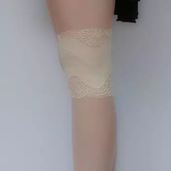 Summer Thin Long Lace Knee Pad Thigh Sleeve Lace Calf Sets Scar Covering Tattoo Foot Sock Knee Pad Calf 18cm long skin color S