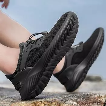 Summer Thin Mesh Surface Shoes Exercise New Hole Shoes Breathable Men s Casual Shoes 38 чёрный