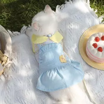 Summer Thin Pet Clothes Cat and Dog Vest Skirt XS зелёный