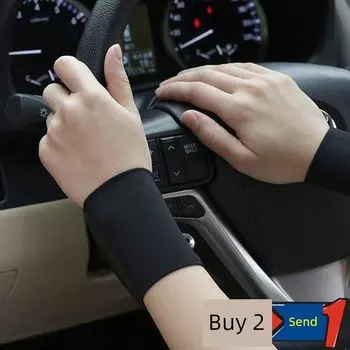 Summer Thin Pure Cotton Ice Silk Wristband Men s Cold Short Stretch Women s Scar Cover up Tattoo Breathable Wristband Performance Black (8cm) One size