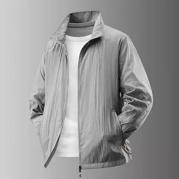 Summer Thin Stand Collar Men s Quick-drying Loose Outdoor Sports Fitness Fishing Sun Protection Clothes M