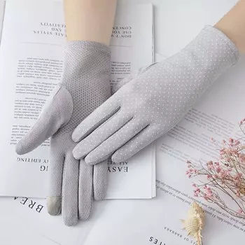 Summer Thin Sunscreen Dot Sun Protection Gloves Short Gloves чёрный