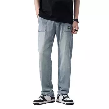 Summer Thin Tensel Laisel Men s Jeans Comfortable Loose Straight Wide-leg Pants Cool Trousers 28