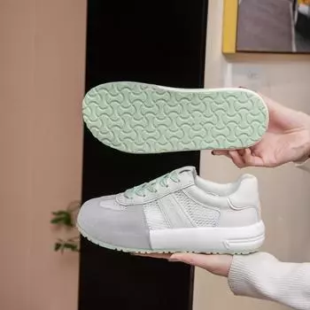 Summer thin women s shoes new mesh little white shoes versatile comfortable breathable thick-soled casual board shoes 35 зелёный