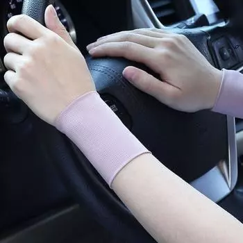 Summer Thin Wristband Ice Silk Sun Protection Ice Sleeve Female Male Scar Cover up Fashion Short Breathable Sports Elbow Guard Wrist Guard Ice cool purple (8cm) M