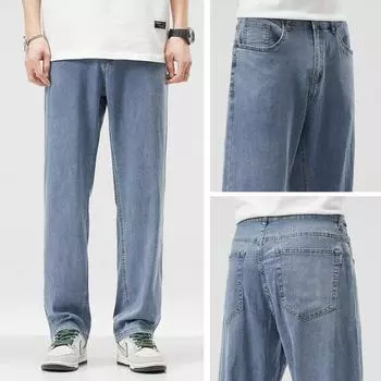 Summer Tiansi Thin and Soft Men s Jeans Loose Straight and Versatile 29