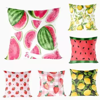 Summer Tropical Cushion Cover Fruit Pillowcase Lemon Strawberry Sofa Car Living RoomIndoor Home Throw Pillowcase Party Decor