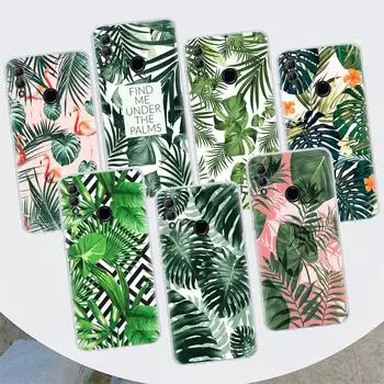 Summer Tropical Plants Green Leaf Cover Phone Case For Huawei Y5 Y6 Y7 Y9S P Smart Z 2021 2019 Honor 10 Lite 9 20 9X 8S 8X 8A Pr Huawei Y5 2019