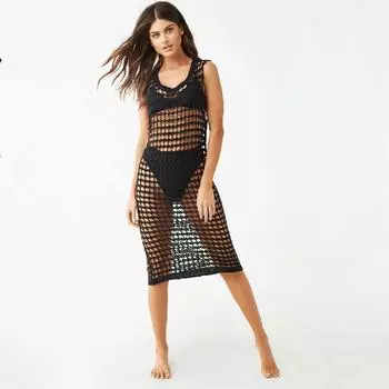 Летняя туника Пляжная накидка Женская купальная одежда Купальный костюм Накидки Robe de Plage 2024 Пляжная одежда One Size бежевый