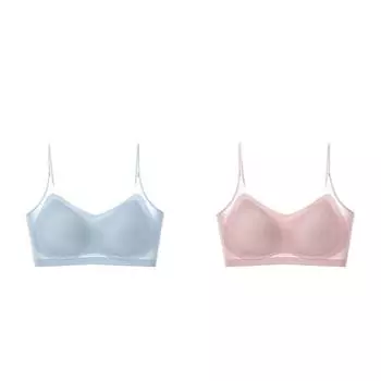 Summer Ultra-thin Underwear Women s Small Breasts Gather Anti-sagging Ice Silk Seamless Bra Big Breasts Small Tube Top Sports Bra M розовый/синий