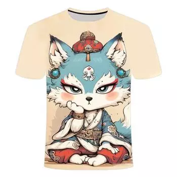Летний унисекс 3D цифровой принт аниме-сериала персонализированный креативный короткий рукав большого размера дышащий топ с короткими рукавами XS