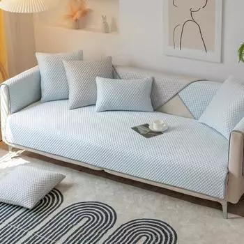 Summer Universal Non-slip Sofa Mat Ice Silk Sofa Cover Cool Feeling Mat Cushion Sofa Towel Couch Slipcovers for Living Room Home 70x70