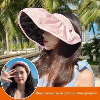 Summer Vinyl Women s Cycling Air Top Hat Big Brim Hair band sun hat [pink]]