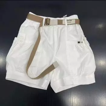 Summer Washed Cotton Loose High Waist Big Pocket Thin Shorts White M