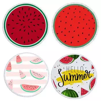 Summer Watermelon Round Beach Towels Thick Bath Shower Towel 150cm Yoga Picnic Circle Mat Carpet Blanket serviette de plage
