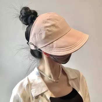 Летняя широкополая шляпа от солнца для женщин, складная регулируемая пляжная шляпа-ведро для отдыха на открытом воздухе, козырьки для защиты от ультрафиолета, рыболовные шапки с хвостиком бежевый