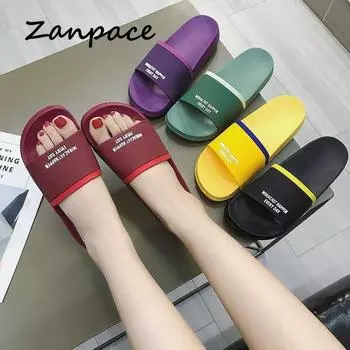 Summer Women Indoor Slides Comfortable Non-slip Flip Flops Bathroom Home Couples Slippers Women Shoes Thickening Flat Sandals 5 жёлтый