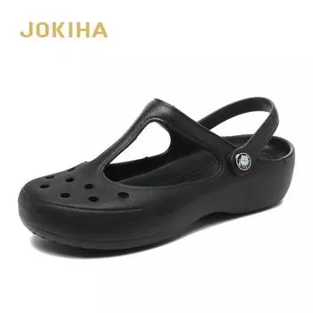 Summer Women Mules Clogs Beach Retro Mary Jane Sweet Slippers Woman s Sandals Jelly Shoes Cute Garden Shoes Clog For Woman Girls 5 чёрный
