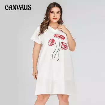 Летнее женское платье большого размера с v-образным вырезом, повседневное свободное платье с короткими рукавами и принтом L белый