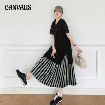 Летнее женское платье Длинные платья больших размеров в стиле пэчворк с v-образным вырезом и короткими рукавами с v-образным вырезом L чёрный