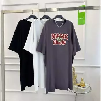 Summer Women s Dress Loose and Knee-length Dress for Short Women M чёрный