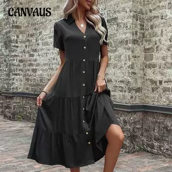 Летнее женское платье Темперамент средней длины Французские платья в стиле Хепберн S чёрный