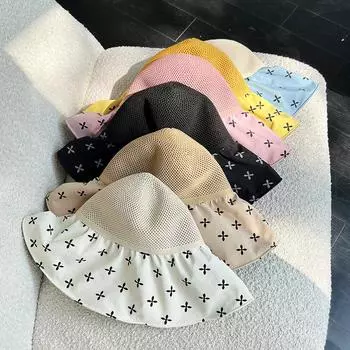 Summer Women s Hat Foldable Black Gel Anti UV Sunshade Hat Beach Leisure Sunscreen Hat New Fisherman s Hat 56-58cm чёрный