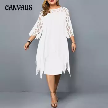 Summer Women s Lace Splicing Irregular Hem Dress