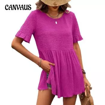 Летняя женская длинная футболка с круглым вырезом, свободные топы с короткими рукавами S чёрный