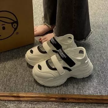 Summer women s new mesh breathable Velcro bag head thick sole heightening outdoor sports sandals 35 белый