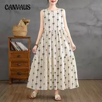 Летнее женское платье больших размеров, простые длинные платья без рукавов в стиле жилета One Size белый