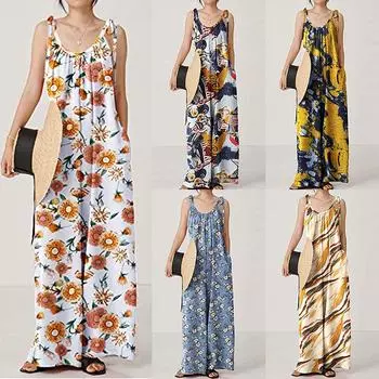 Summer Women s Printed Casual Loose Jumpsuit with Suspenders OM10092 XL