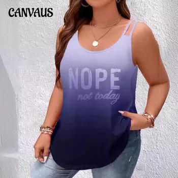 Летняя женская круглая горловина с градиентным буквенным принтом без рукавов с двойным плечом S синий