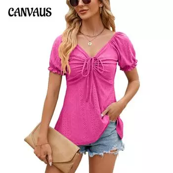 Летняя женская однотонная свободная футболка с v-образным вырезом и коротким рукавом S белый