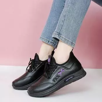 Summer Women s Vulcanize Shoes 2024 New Fashion Lace Up Soft Leather Casual Sneakers Woman Platform Sports Shoes for Women Tenis 36 красный
