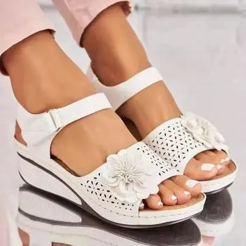 Summer Women Sandals Non Slip Lightweight Shoes for Women Flowers Breathable Classics Wedge Footwear Women Sandals Female 2024 35 красный