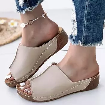 Summer Women Sandals Shoes Casual Ladies Shoes Slides Sandals Ladies Wedge Women s Shoes Non-Slip Woman Slippers Footwear Female 36 красный