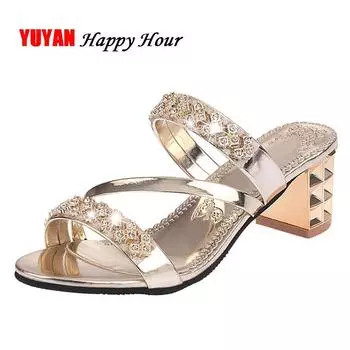 Summer Women Shoes Squre Heel Sandals Peep toe Ladies Shoes Brand High Heel Sandals Gold Heels 7cm Big Size ZH2971 4 чёрный