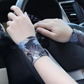 Summer Wristband Thin Wristband Men s Sweat Protection Sun Protection Wristband Women s Yoga Scar Covering Tattoo Air-Conditioned Room Colorful Tiger (8cm) All yards