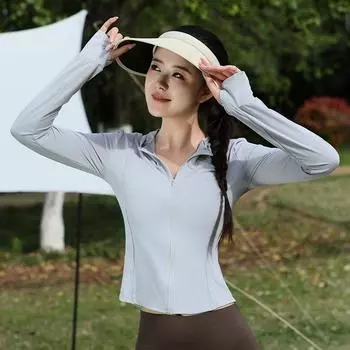Летняя куртка для йоги, тонкая солнцезащитная одежда, женская солнцезащитная одежда с УФ-защитой L чёрный