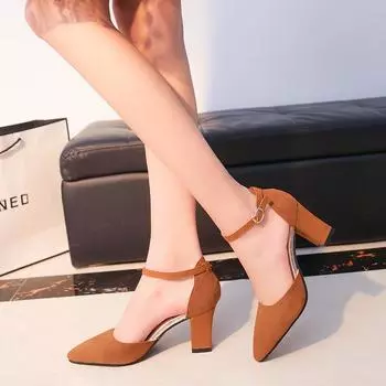 SummerSandalias Femeninas Высокие каблуки Флоковые остроносые сандалии Сексуальная женская летняя обувь Mujer Zapatos Mujer Туфли-лодочки Обувь для свадьбы 3 чёрный