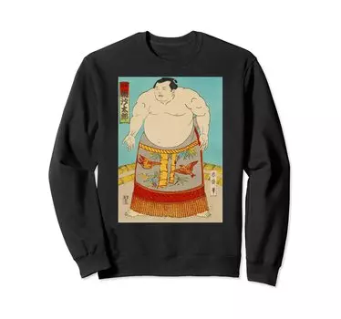Sumo Cool Japanese Retro Art Japanese Sumo Wrestler Sweatshirt T-shirt чёрный