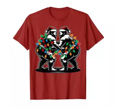 Sumo Japanese Sumo Wrestler Christmas Hat Christmas T-shirt красный