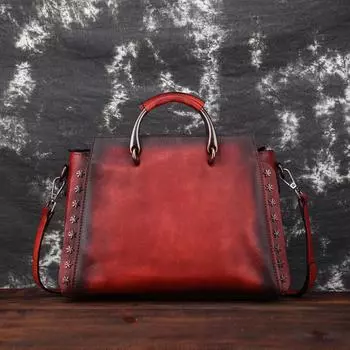 Сумочка большой вместимости, первый слой из воловьей кожи, на одно плечо, косая сумка-тоут в стиле ретро, женская большая сумка ручной работы 29*11*23 коричневый