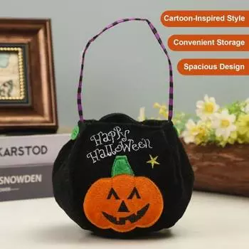 Сумочка для конфет на Хэллоуин с вышивкой в виде тыквы и ведьмы, складная переносная сумка-тоут, корзина для сладостей на Хэллоуин фиолетовый