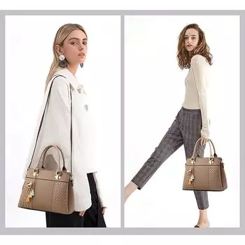 Сумочка для женщин и девочек | Женская сумочка из искусственной кожи | Женские подарки | Свадебные подарки женщине | Женские сумки с 3 отделениями 31 x 14 x 23.1 cm хаки