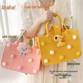 Сумочка из фетра с мультяшным принтом для девочек — идеальный вариант для шопинга, подарка или для мамы