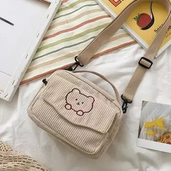 Сумочка Lolita Girl Вельветовая сумка через плечо Bear Messenger Bag Daughter